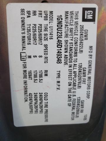 1GNDU23L46D149348 - 2006 CHEVROLET UPLANDER LS TAN photo 13