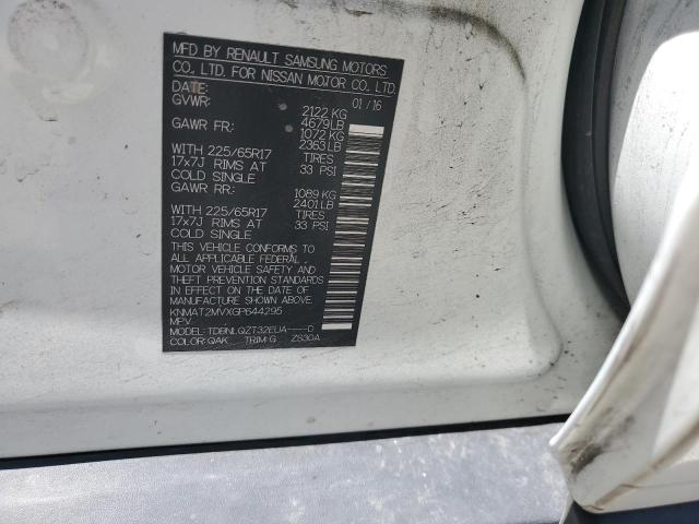 KNMAT2MVXGP644295 - 2016 NISSAN ROGUE S WHITE photo 13