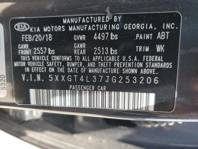 5XXGT4L37JG253206 - 2018 KIA OPTIMA LX BLACK photo 12