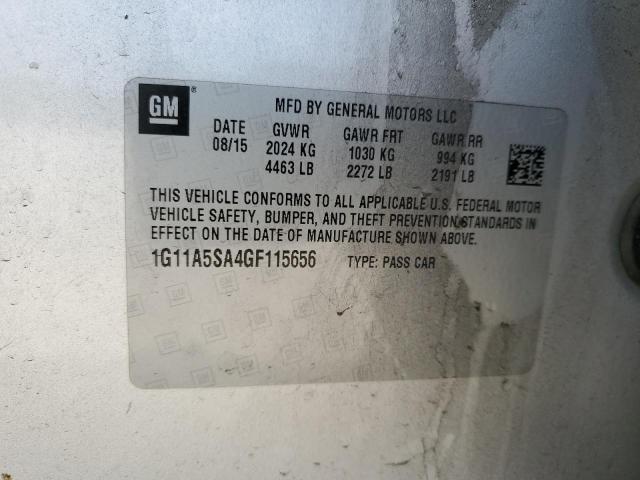 1G11A5SA4GF115656 - 2016 CHEVROLET MALIBU LIM LS 银色 照片 12