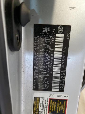 4T4BF3EK3AR006518 - 2010 TOYOTA CAMRY BASE ვერცხლისფერი ფოტო 12