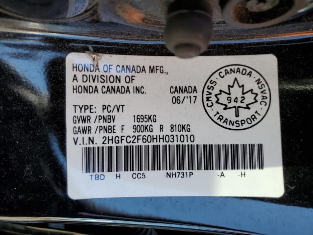 2HGFC2F60HH031010 - 2017 HONDA CIVIC LX BLACK photo 13