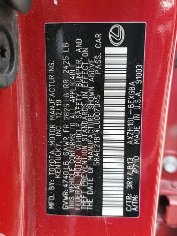 58AE21B14LU007045 - 2020 LEXUS ES 300H LUXURY RED photo 12