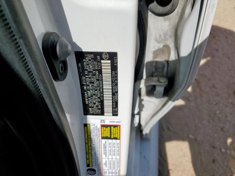 4T1G11AK3NU661504 - 2022 TOYOTA CAMRY SE WHITE photo 12