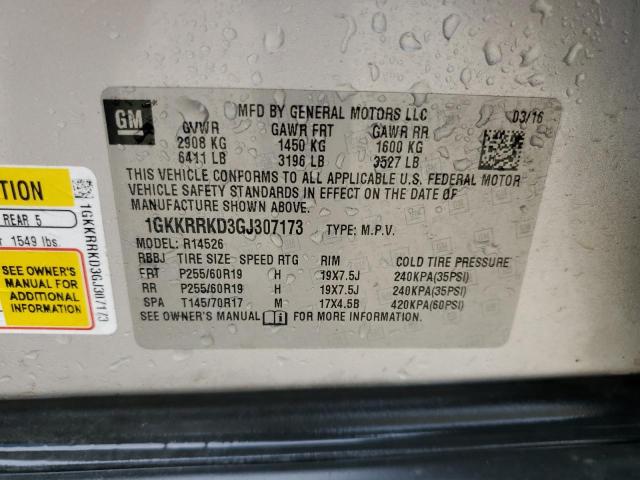 1GKKRRKD3GJ307173 - 2016 GMC ACADIA SLT-1 SILVER photo 14