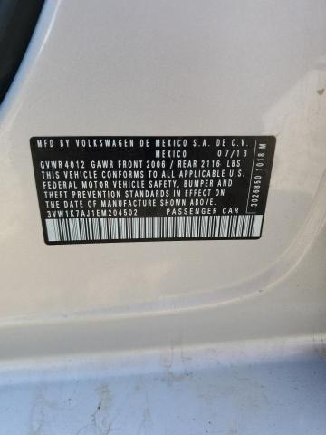 3VW1K7AJ1EM204502 - 2014 VOLKSWAGEN JETTA BASE SILVER photo 12