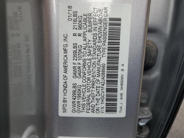 1HGCV1F42JA088660 - 2018 HONDA ACCORD EX SILVER photo 12