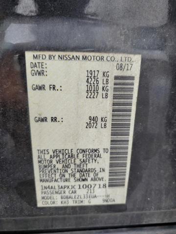 1N4AL3APXJC100718 - 2018 NISSAN ALTIMA 2.5 BLACK photo 13