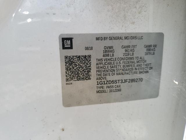 1G1ZD5ST3JF289270 - 2018 CHEVROLET MALIBU LT Սպիտակ լուսանկար 12