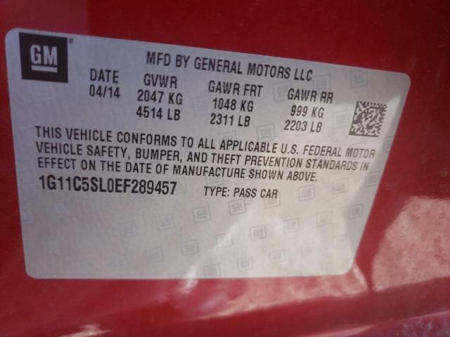 1G11C5SL0EF289457 - 2014 CHEVROLET MALIBU 1LT RED photo 10