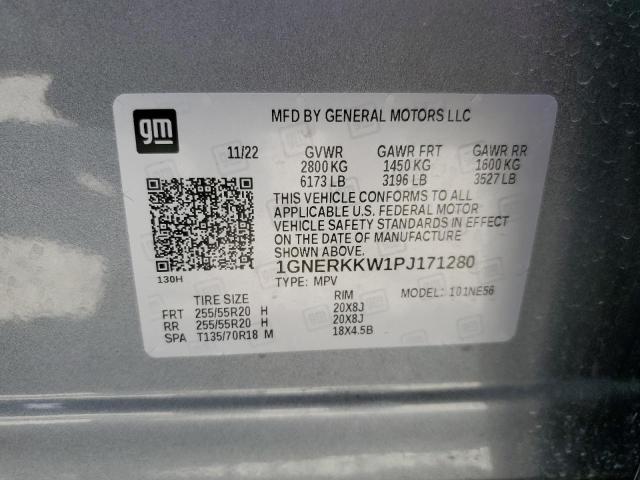 1GNERKKW1PJ171280 - 2023 CHEVROLET TRAVERSE PREMIER GRAY photo 13