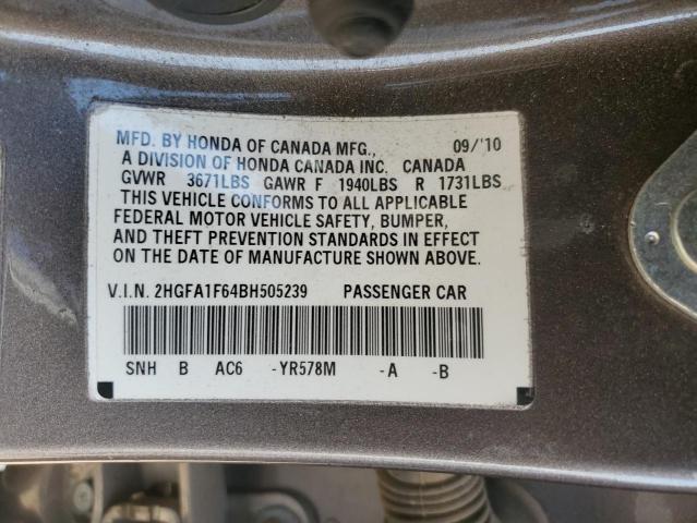 2HGFA1F64BH505239 - 2011 HONDA CIVIC LX-S Grafit fotoğraf 12