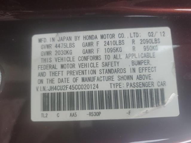 JH4CU2F45CC020124 - 2012 ACURA TSX BURGUNDY photo 12