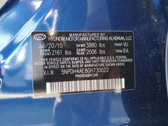 5NPDH4AE8GH730022 - 2016 HYUNDAI ELANTRA SE BLUE photo 13