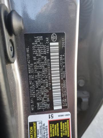 4T1B11HK8KU240079 - 2019 TOYOTA CAMRY L 灰色 照片 13