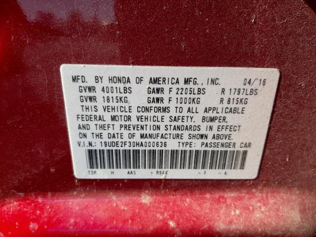 19UDE2F30HA000636 - 2017 ACURA ILX BASE WATCH PLUS RED photo 12
