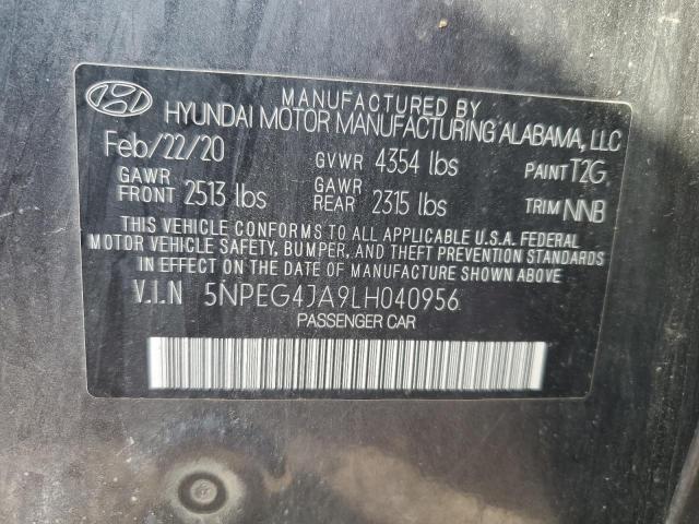 5NPEG4JA9LH040956 - 2020 HYUNDAI SONATA SE GRAY photo 12