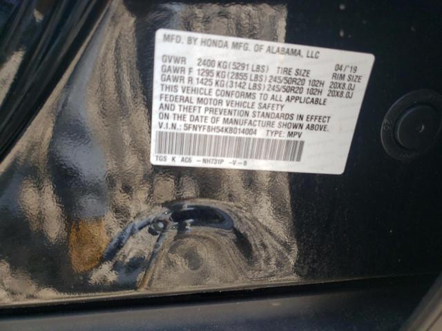 5FNYF8H54KB014004 - 2019 HONDA PASSPORT EXL BLACK photo 13