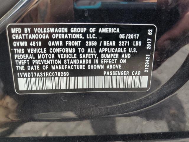 1VWDT7A31HC078269 - 2017 VOLKSWAGEN PASSAT R-LINE Schwarz Foto 12