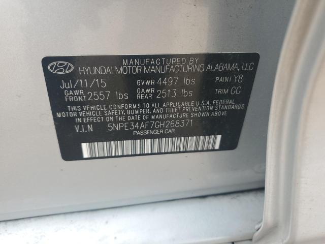 5NPE34AF7GH268371 - 2016 HYUNDAI SONATA SPORT SILVER photo 13