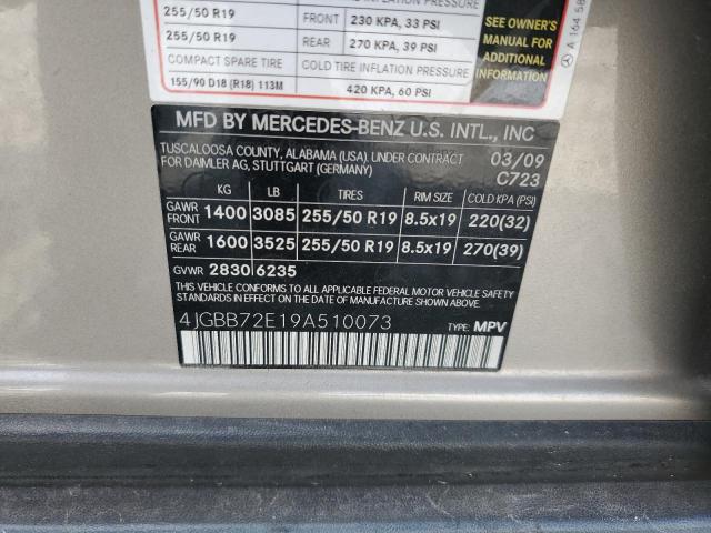 4JGBB72E19A510073 - 2009 MERCEDES-BENZ ML 550 SILVER photo 13