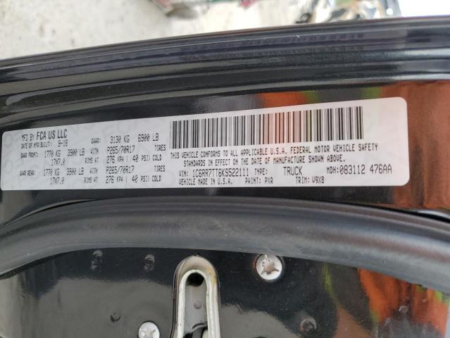 1C6RR7TT6KS522111 - 2019 RAM 1500 CLASS SLT შავი ფოტო 12