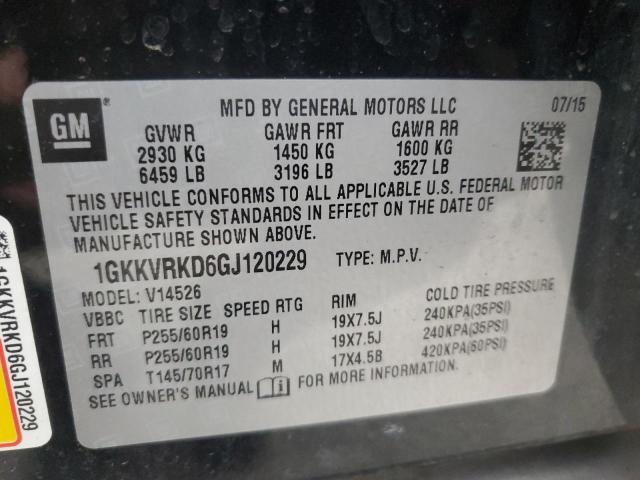 1GKKVRKD6GJ120229 - 2016 GMC ACADIA SLT-1 BLACK photo 14