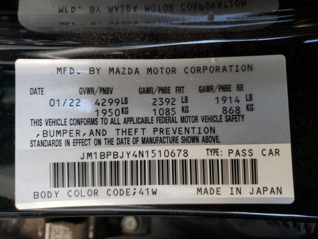 JM1BPBJY4N1510678 - 2022 MAZDA 3 BLACK photo 12