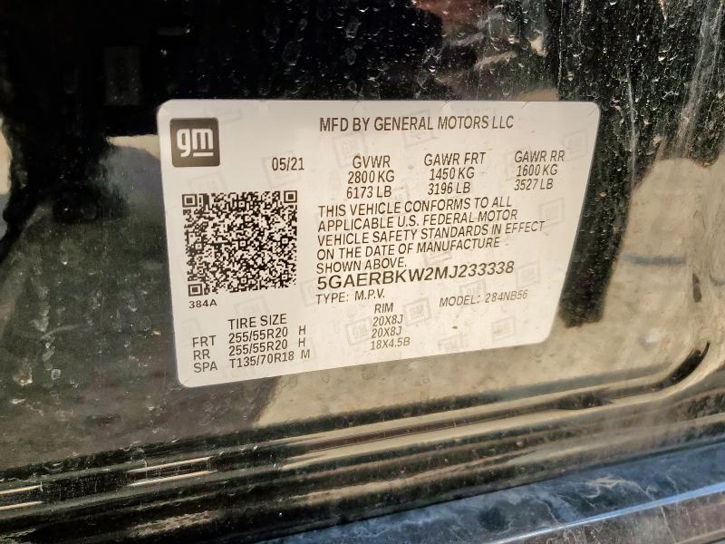 5GAERBKW2MJ233338 - 2021 BUICK ENCLAVE ESSENCE BLACK photo 14