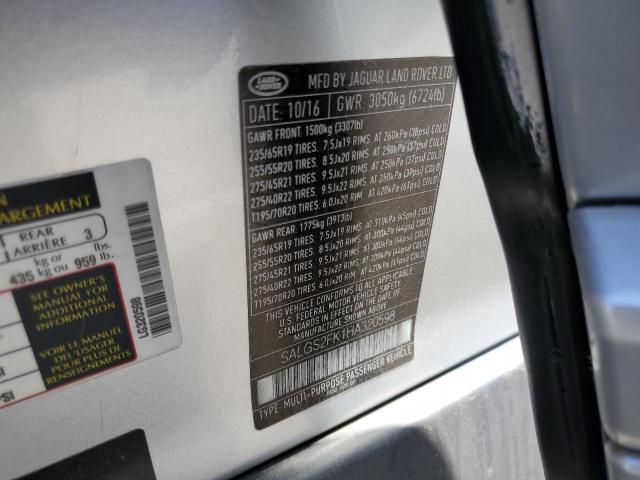 SALGS2FK1HA320598 - 2017 LAND ROVER RANGE ROVE HSE SILVER photo 13