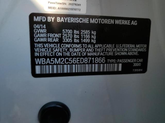 WBA5M2C56ED871866 - 2014 BMW 535 IGT WHITE photo 13