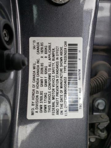 2HGFC2F84KH554653 - 2019 HONDA CIVIC SPORT GRAY photo 12