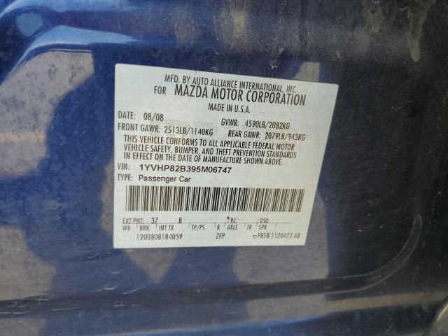1YVHP82B395M06747 - 2009 MAZDA 6 S BLUE photo 12