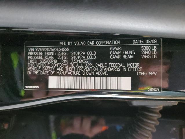 YV4992DZ5A2034939 - 2010 VOLVO XC60 T6 BLACK photo 13