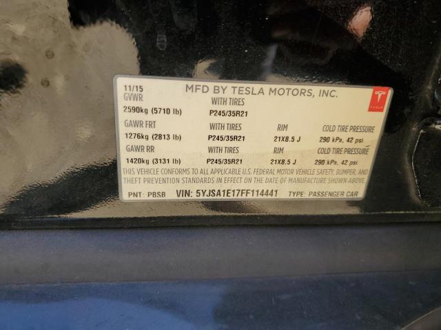5YJSA1E17FF114441 - 2015 TESLA MODEL S შავი ფოტო 12
