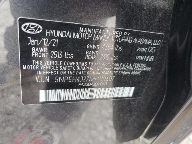 5NPEH4J27MH110607 - 2021 HYUNDAI SONATA LIMITED GRAY photo 12