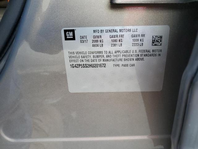 1G4ZP5SS2HU201672 - 2017 BUICK LACROSSE ESSENCE ნაცრისფერი ფოტო 12