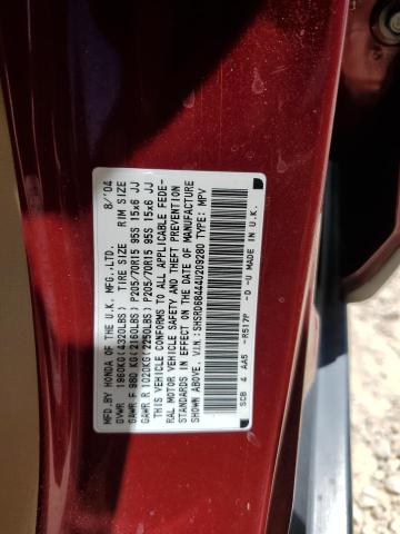 SHSRD68444U209280 - 2004 HONDA CR-V LX MAROON photo 12