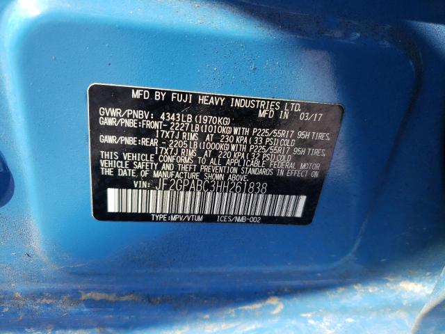 JF2GPABC3HH261838 - 2017 SUBARU CROSSTREK PREMIUM BLUE photo 13