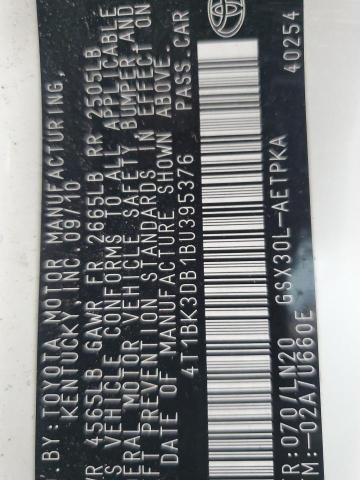 4T1BK3DB1BU395376 - 2011 TOYOTA AVALON BASE 白色 照片 12