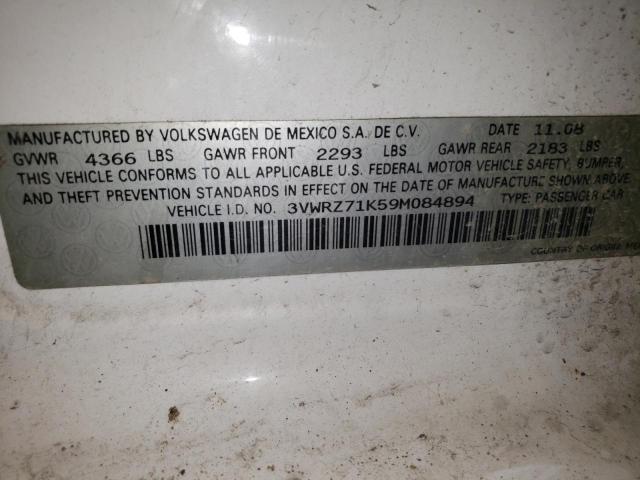 3VWRZ71K59M084894 - 2009 VOLKSWAGEN JETTA SE WHITE photo 12