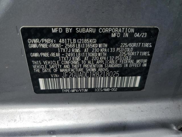 JF2GUADC1R8218025 - 2024 SUBARU CROSSTREK PREMIUM SILVER photo 12