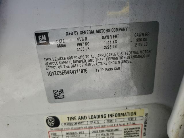 1G1ZC5EB4A4111076 - 2010 CHEVROLET MALIBU 1LT WHITE photo 12