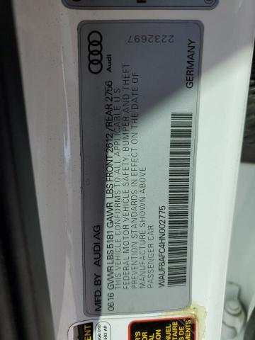 WAUF8AFC4HN002775 - 2017 AUDI A6 PREMIUM WHITE photo 12