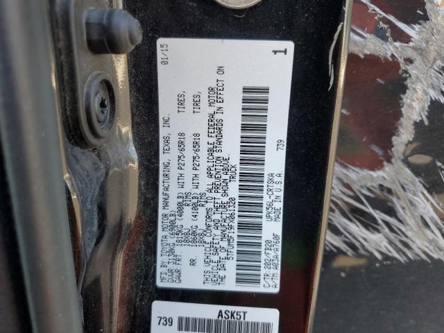 5TFUM5F19FX061320 - 2015 TOYOTA TUNDRA DOUBLE CAB SR/SR5 BLACK photo 12