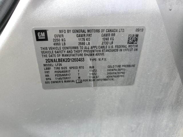 2GNALBEK2D1260483 - 2013 CHEVROLET EQUINOX LS SILVER photo 12