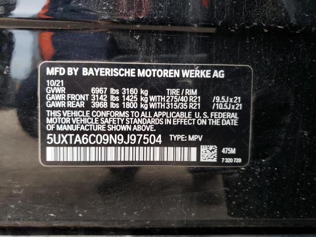 5UXTA6C09N9J97504 - 2022 BMW X5 XDRIVE45E BLACK photo 13