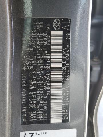 2T1KR32E87C641504 - 2007 TOYOTA COROLLA MA XR GRAY photo 12