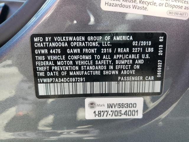 1VWBP7A34DC097291 - 2013 VOLKSWAGEN PASSAT SE GRAY photo 12
