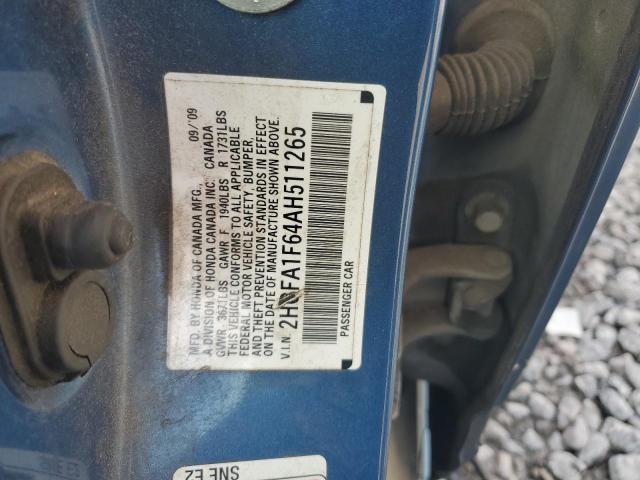 2HGFA1F64AH511265 - 2010 HONDA CIVIC LX-S BLUE photo 12